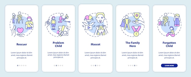 Roles de los niños en familias disfuncionales incorporando la pantalla de la aplicación móvil