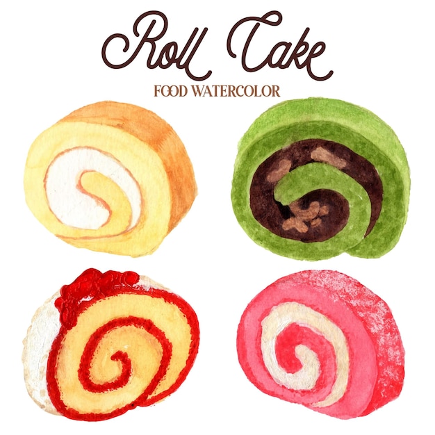 Roll Cake Food Colección Acuarela