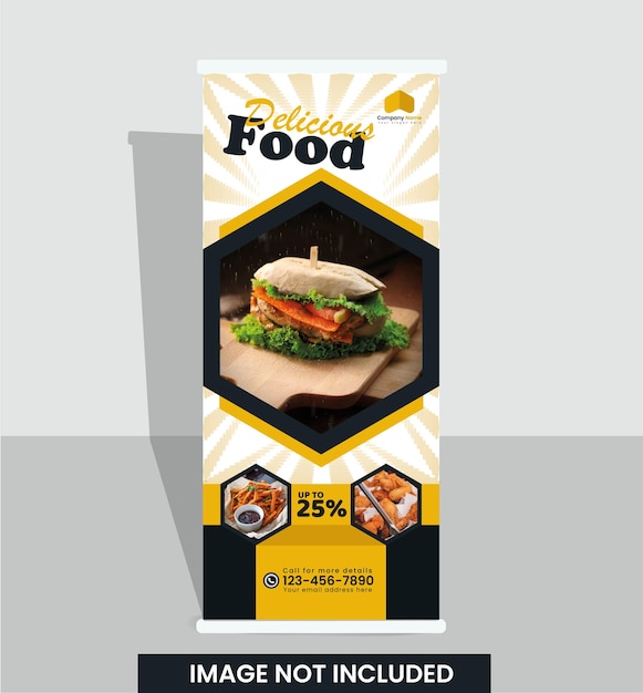 Roll up banner para comida y restaurante.