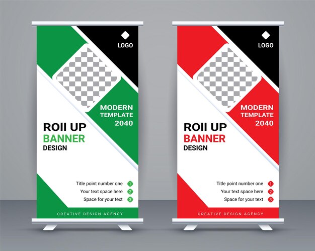 Roll up banner y diseño de plantilla de banner de viaje