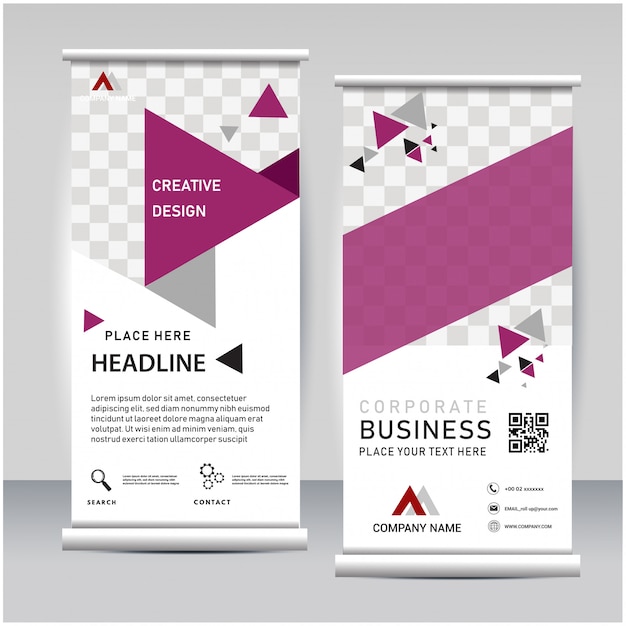 Roll up banner de negocios en el fondo.