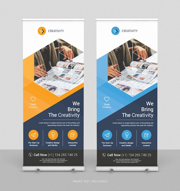 Vector roll up business banner design plantilla vertical