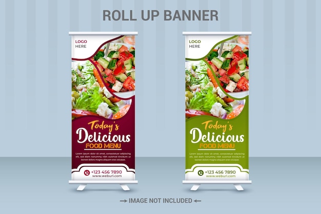 Roll up de comida y restaurante o plantilla de diseño de banner x