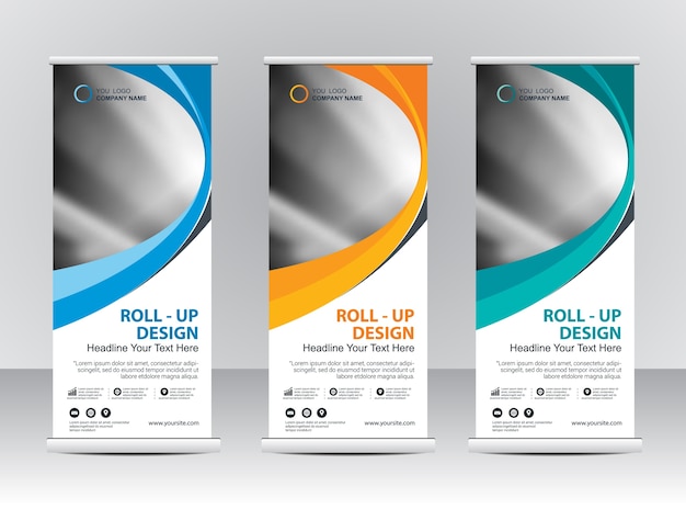 Roll up diseño de plantilla de stand de banner