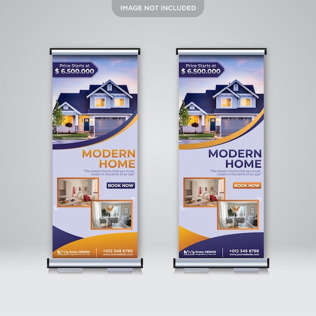 Roll up standee banner plantilla inmobiliaria