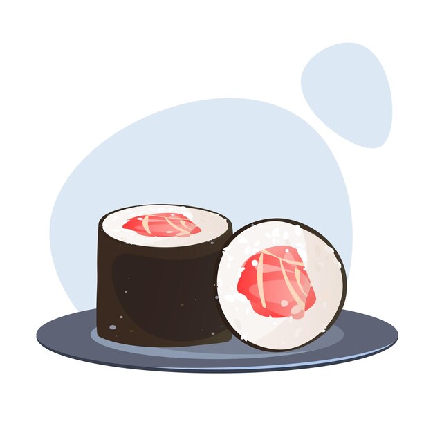 Rollitos maki de salmón. Comida asiática, comida japonesa. Sushi en un plato. restaurante japonés