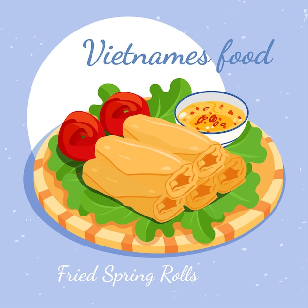 Vector rollitos de primavera fritos comida tradicional vietnamita