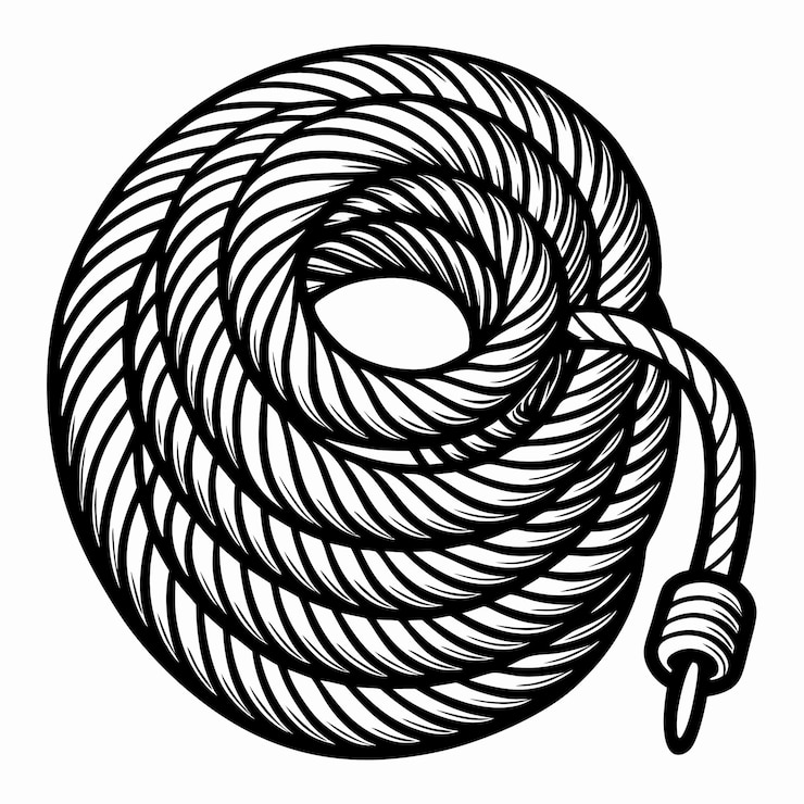 Vector rollo de cuerda aislado sobre fondo blanco