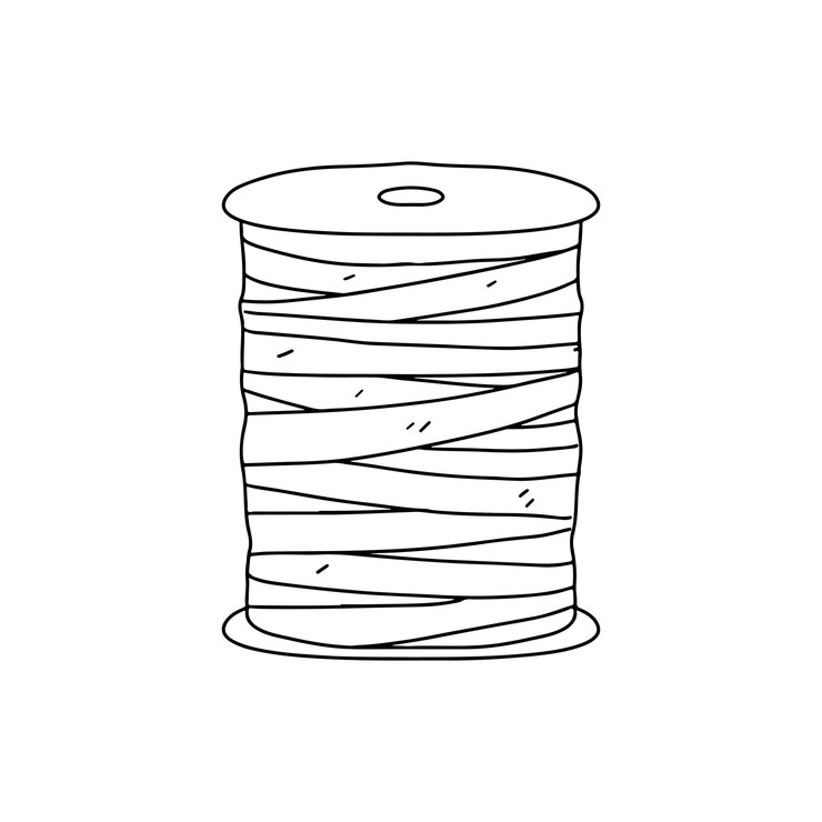 Vector rollo de cuerda estilo garabato dibujado a mano ilustración vectorial aislada en página para colorear blanco