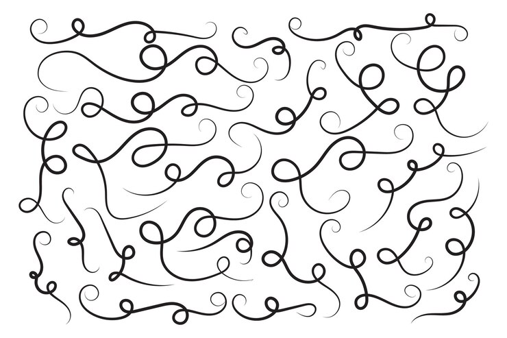 Vector rollo decorativo de caligrafía de remolinos de filigrana vintage línea elegante florece elementos de remolinos