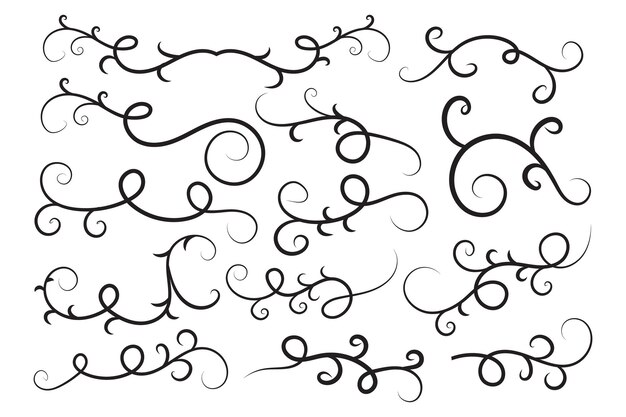 Rollo decorativo de caligrafía de remolinos de filigrana vintage Línea elegante florece elementos de remolinos