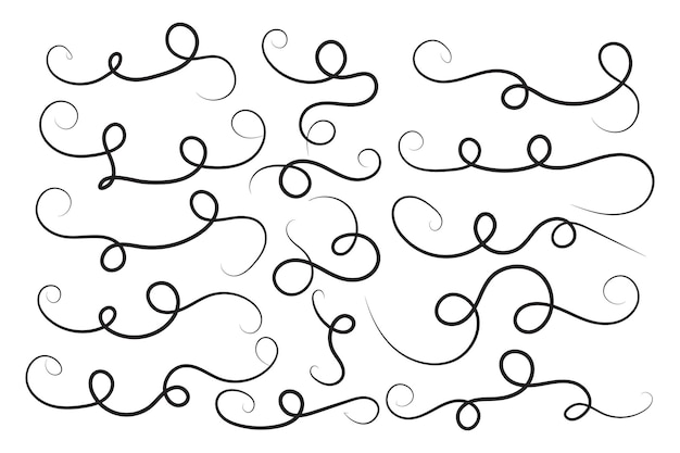 Rollo decorativo de caligrafía de remolinos de filigrana vintage Línea elegante florece elementos de remolinos