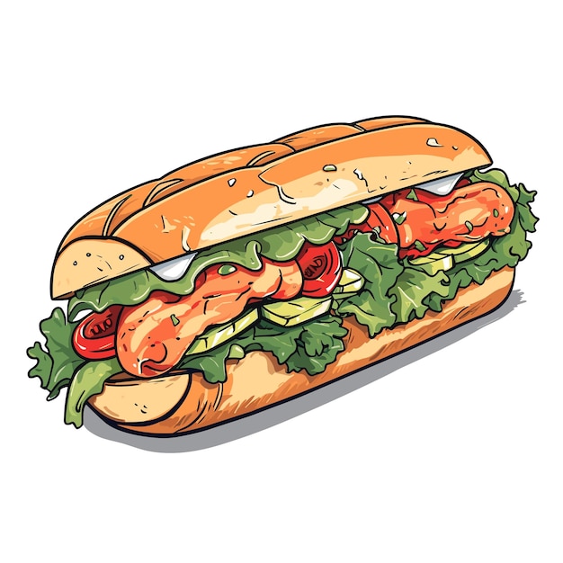 rollo de ensalada de langosta comida de estados unidos ilustrador vectorial de dibujos animados