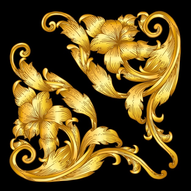 Vector rollo de marco dorado de estilo barroco