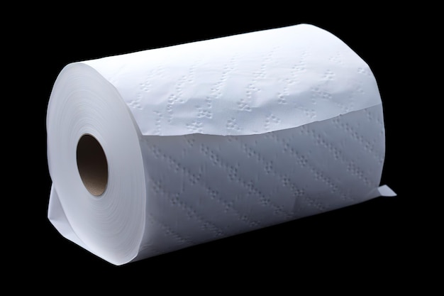 un rollo de papel higiénico se muestra con una hoja blanca