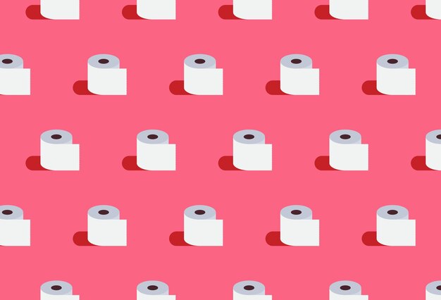 Rollo de papel higiénico de patrones sin fisuras y concepto de rollo de papel saludable ilustración vectorial plana.