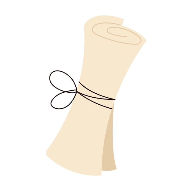 Rollo de pergamino antiguo atado con cinta Hoja de papel vintage Ilustración vectorial