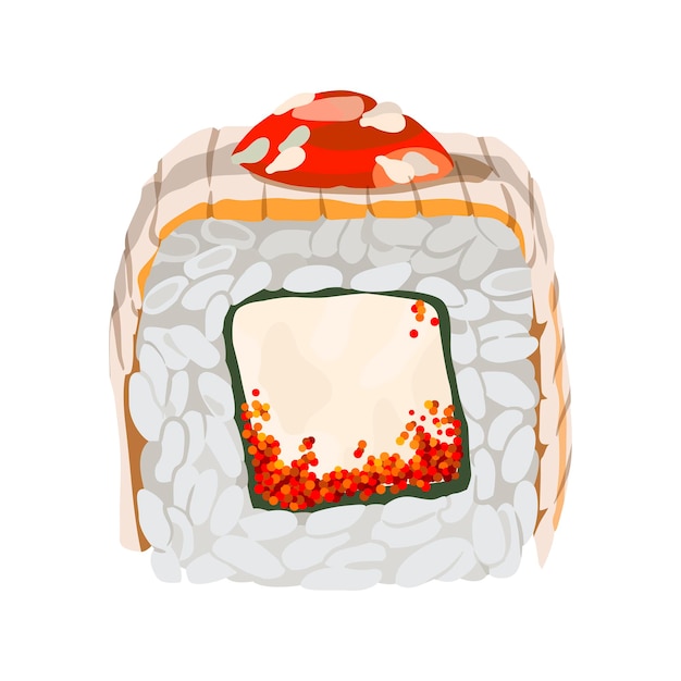 Rollo de sushi con anguila Ilustración de vector de icono de comida dibujado a mano