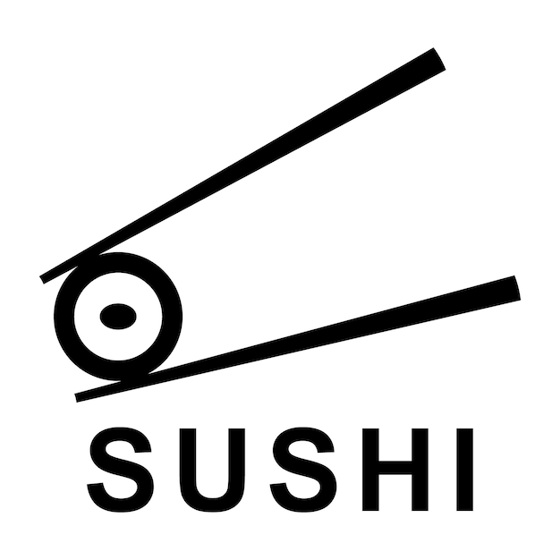 Rollo de sushi y palillos para vector icono de sushi