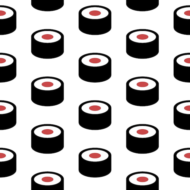 Rollo de sushi vector de patrones sin fisuras negro