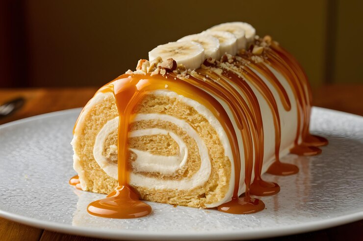 Vector rollos de calabaza parcialmente cortados con queso crema