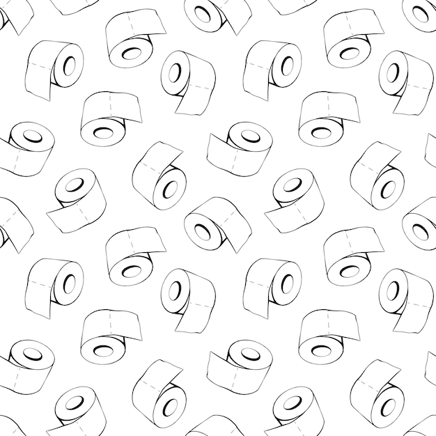 Rollos de papel higiénico de patrones sin fisuras sobre un fondo blanco Ilustración vectorial
