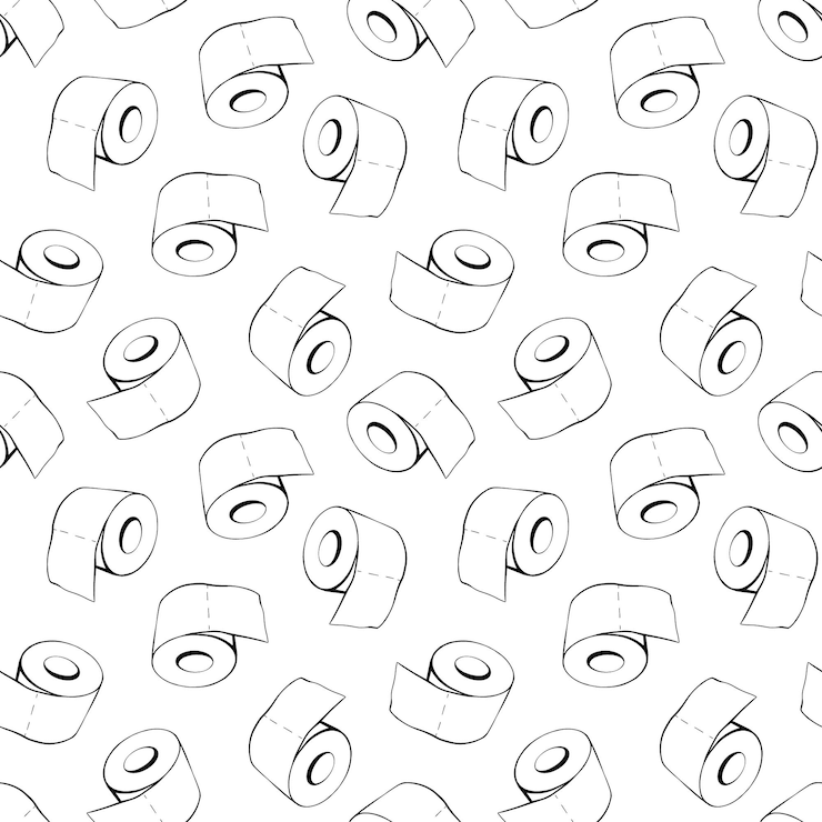 Vector rollos de papel higiénico de patrones sin fisuras sobre un fondo blanco ilustración vectorial