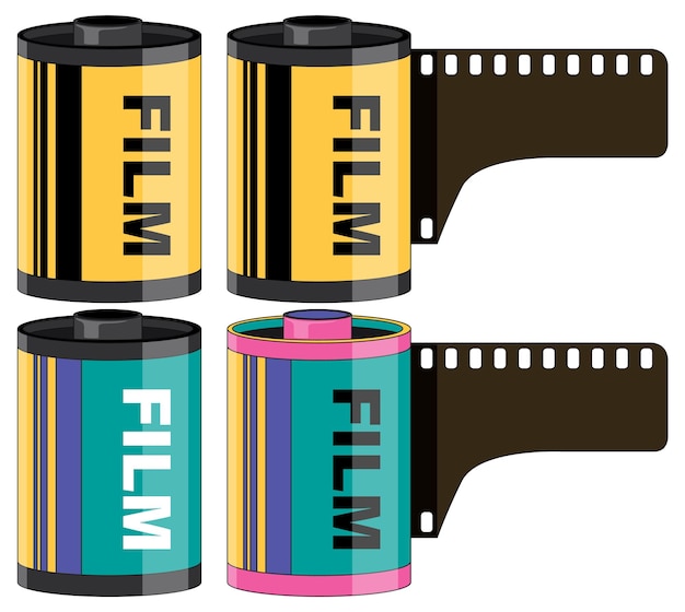 Vector rollos de película de diferentes colores