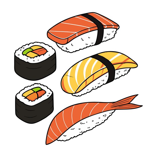 Rollos de sushi con caviar de queso de salmón