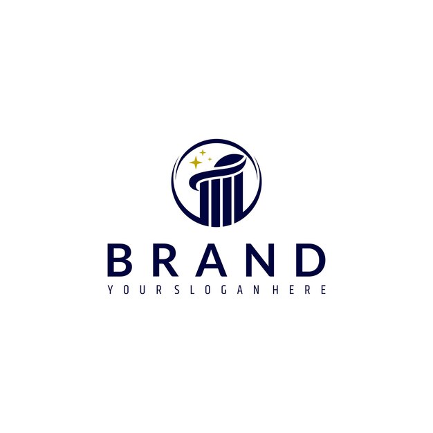 roman pillar column logo decorated with stars in flat design style