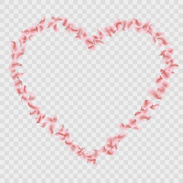 Romántica caída en forma de corazón de pétalos de Sakura.