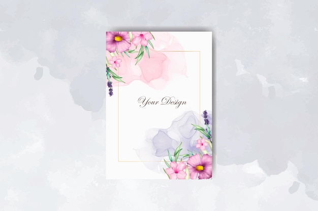 Romántica invitación de boda en acuarela y plantilla de menú
