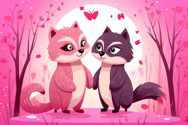 Románticas parejas de animales Arte vectorial