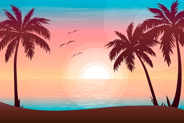 Romántico atardecer de verano en la playa
