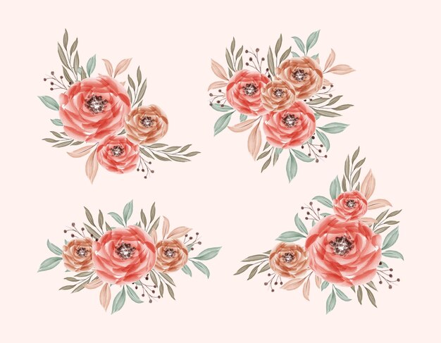 Romántico y hermoso ramo de acuarela con decoración floral.