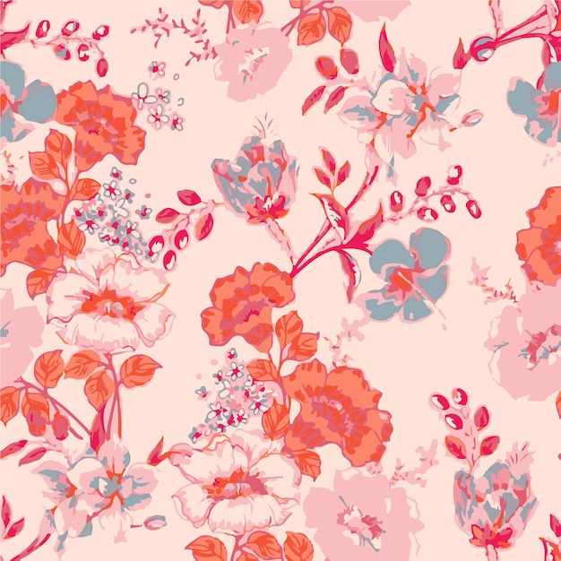 Romántico patrón floral de coral