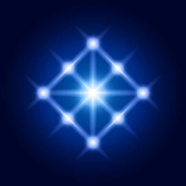 Vector rombo de brillo de vector. signo azul espiritual de geometría sagrada