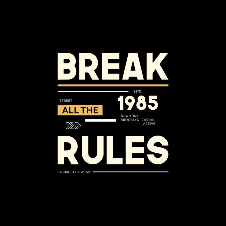 Rompe todas las reglas tipografía diseño gráfico camiseta con estampado de moda