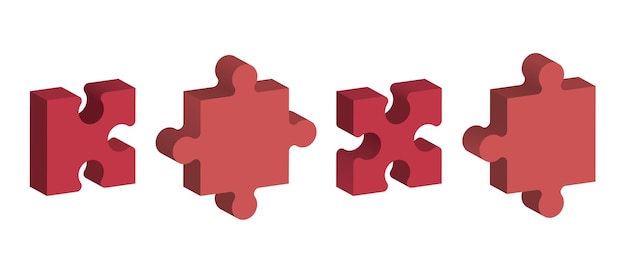 rompecabezas en 3D piezas de rompecabeas rojas ilustración vectorial
