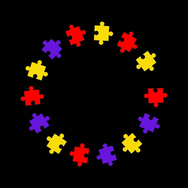 rompecabezas de autismo forma de corazón manos y iconos de cabeza para el día de la conciencia del autismo ilustración vectorial