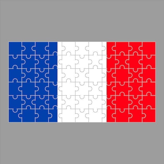 Rompecabezas de bandera de francia sobre fondo gris ilustración vectorial