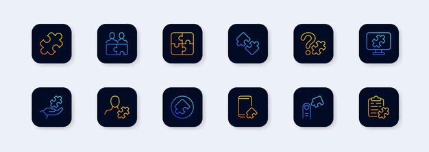 Rompecabezas Conjunto de iconos con diferentes personas y símbolos de mosaico plegables Contiene iconos como Hombre pensante Discutiendo problemas Piezas de rompecabezas y más Vector plano