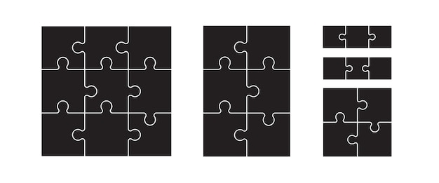 Rompecabezas de cuadrícula negra Rompecabezas 9 6 4 y 3 piezas