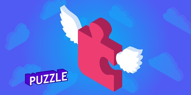 Rompecabezas diseño isométrico icono Vector web ilustración 3d colorido concepto