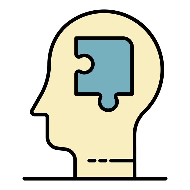 Rompecabezas mente hombre icono Contorno rompecabezas mente hombre vector icono color plano aislado