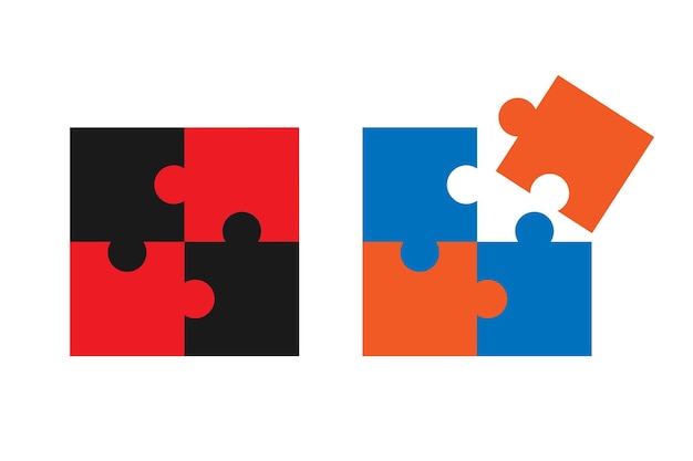 Rompecabezas plantilla en blanco de cuadrícula Puzzle piezas conjunto vectorial rompecabezas rompecabeo en fondo blanco