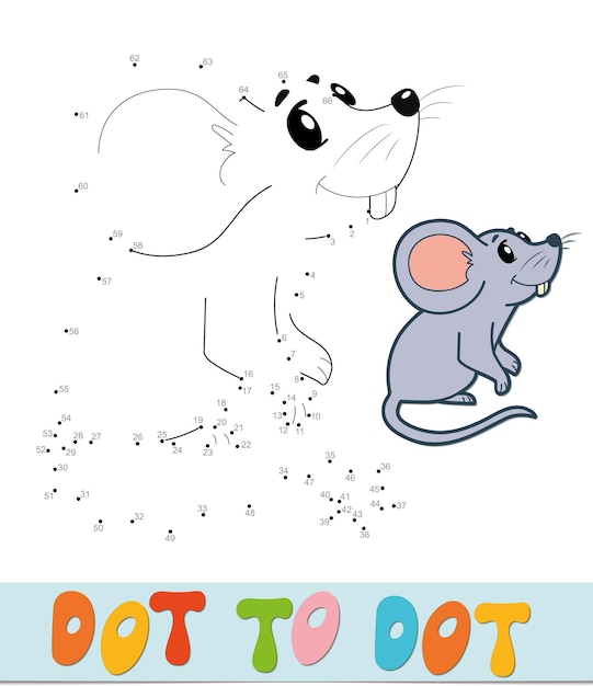 Rompecabezas de punto a punto. Conecte el juego de puntos. Ilustración de vector de ratón