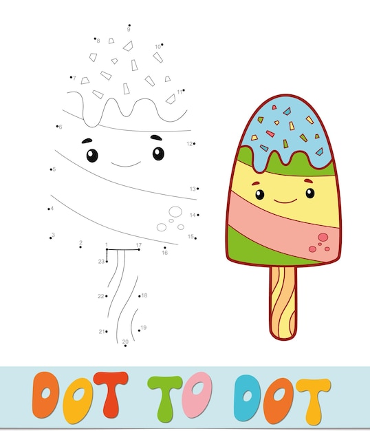 Rompecabezas de punto a punto. conecte el juego de puntos. ilustración vectorial de helado