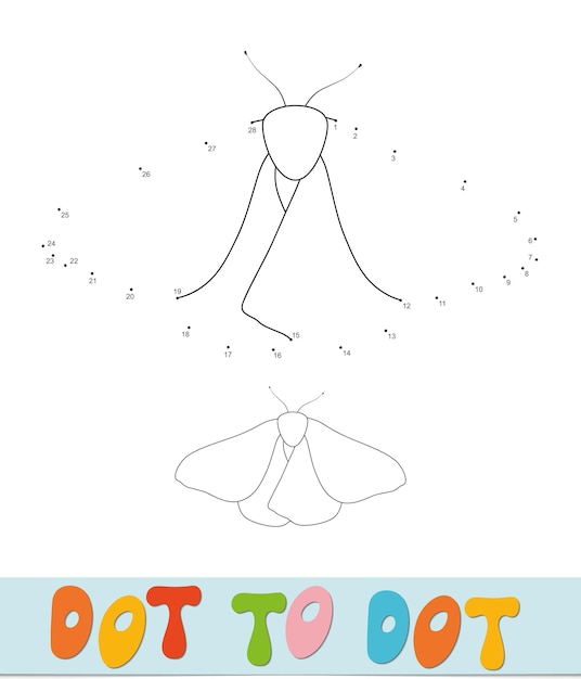 Rompecabezas de punto a punto de mariposa para niños. Juego de conectar puntos.