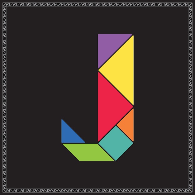 El rompecabezas Tangram La letra J El alfabeto Ilustración geométrica colorida